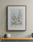 Digitalis og lancet-vejbred | Original akvarel