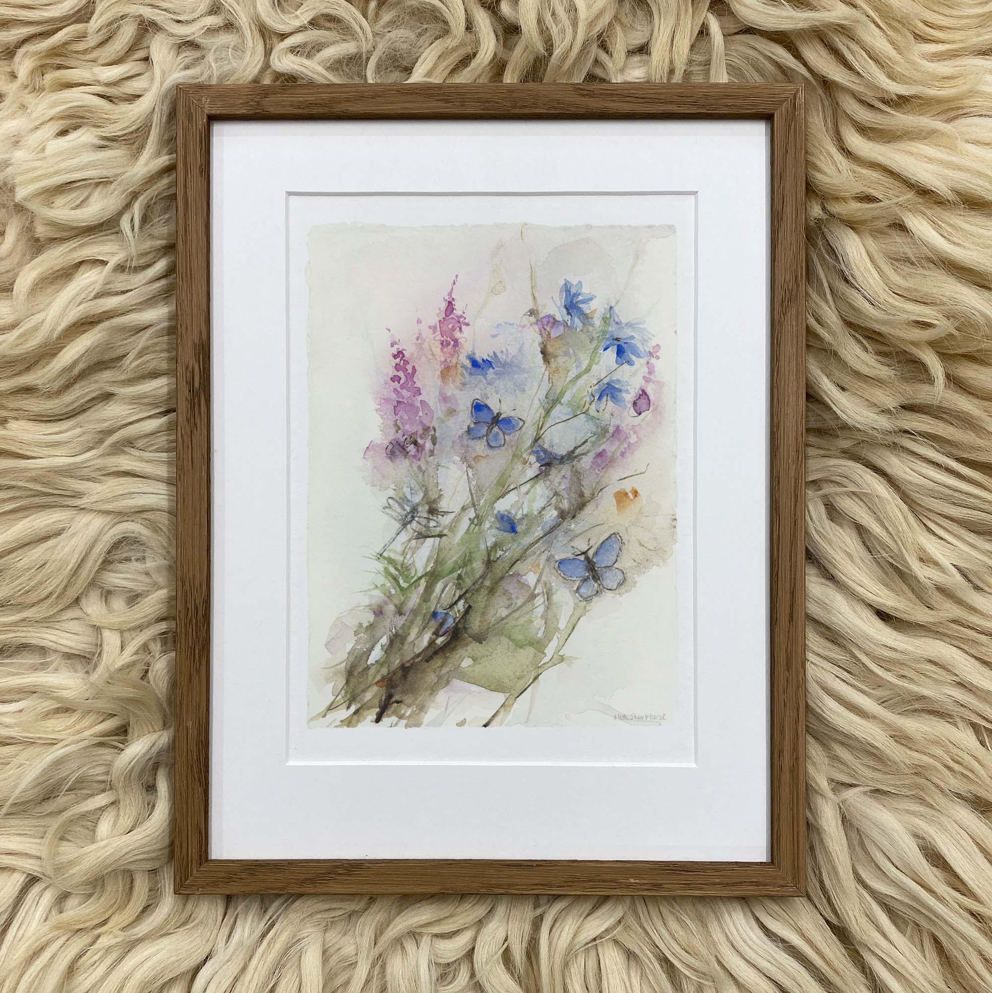 Blomsterliv II |  Gederams og blåfugle | Kunsttryk