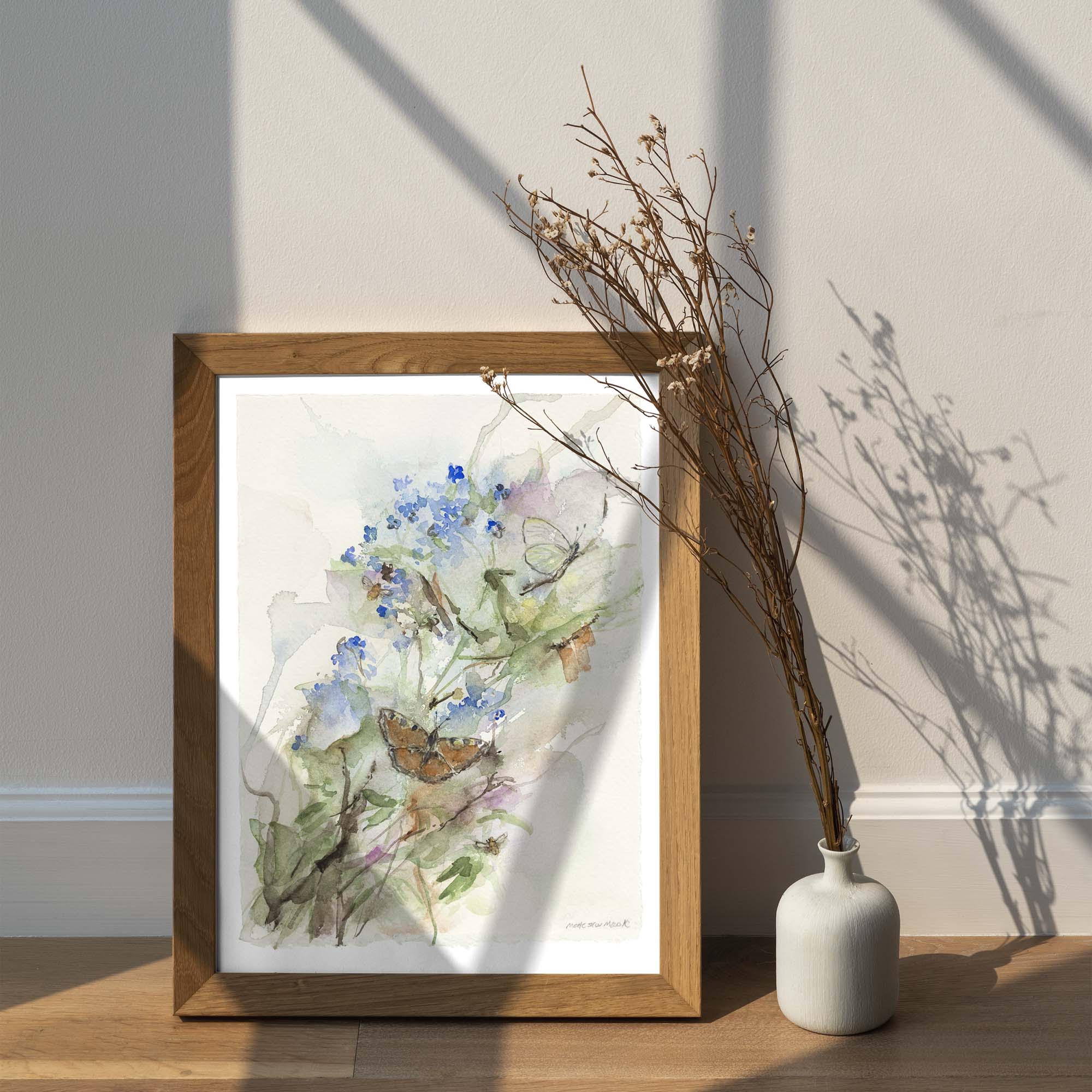 Blomsterliv I | Forglemmigej og nældens takvinge | Kunsttryk