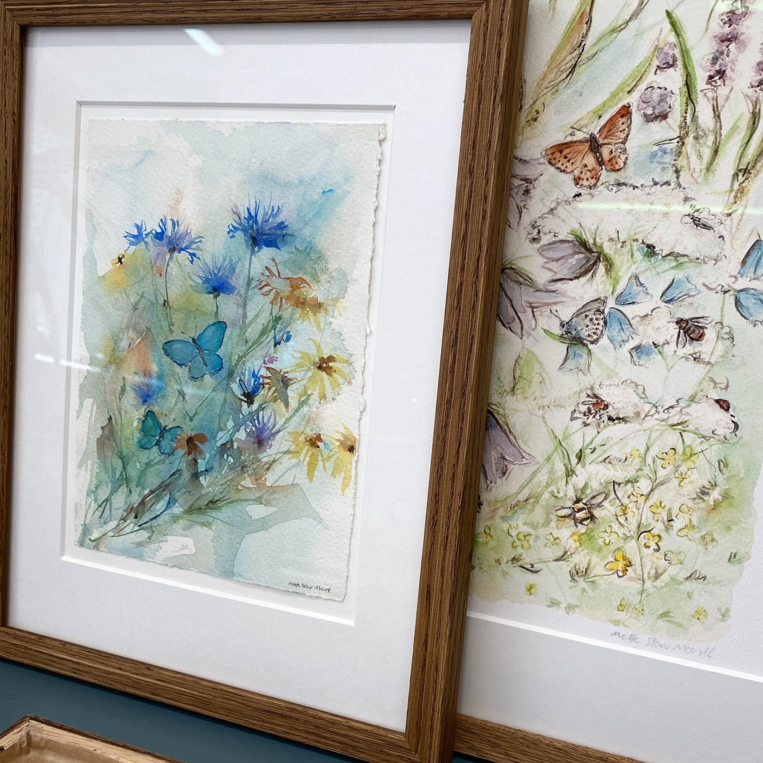 Kornblomster og blåfugle | Original akvarel